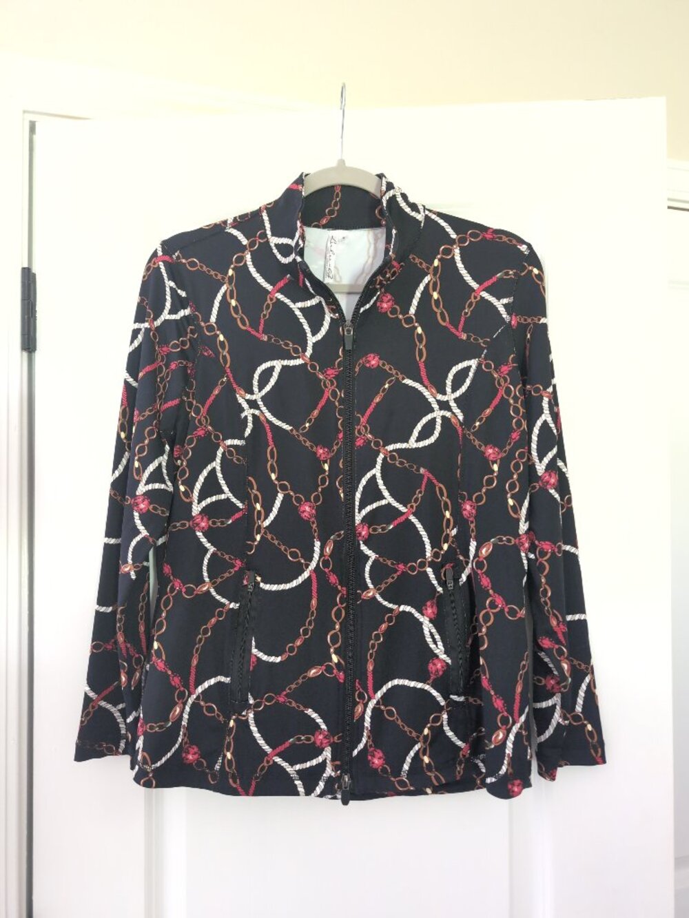 Lulu-B Zip Front Jacket Sz S Rope Chain Athletic Tennis Pickleball Beach UPF 50+